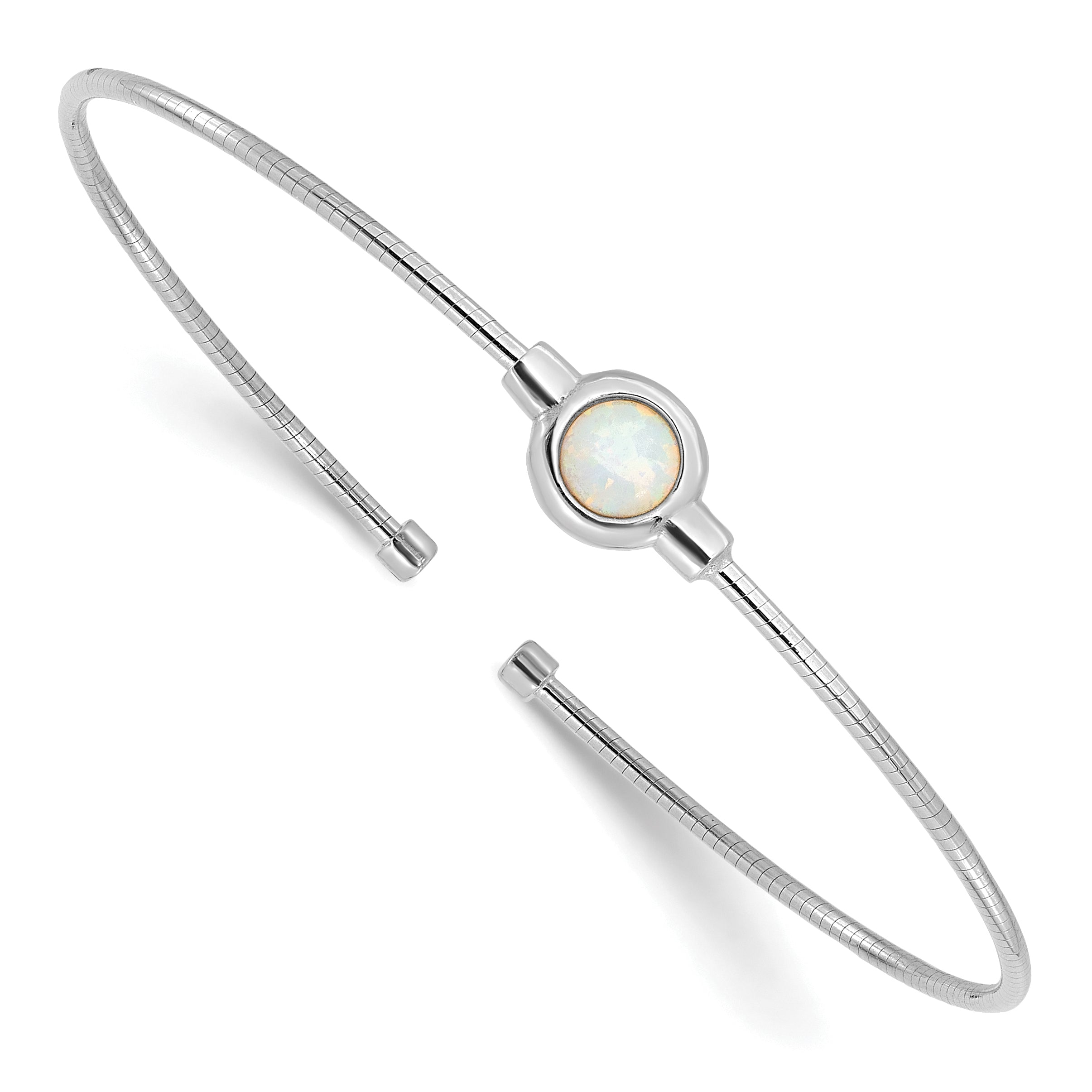 Sterling Silver RH-plated Polished Opal Cuff Bracelet