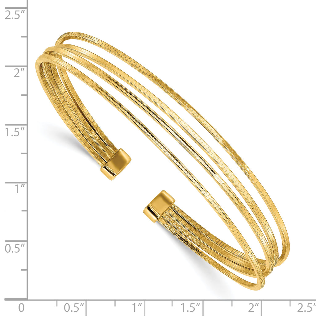 Sterling Silver Gold-plated Polished and Textured Cuff Bracelet
