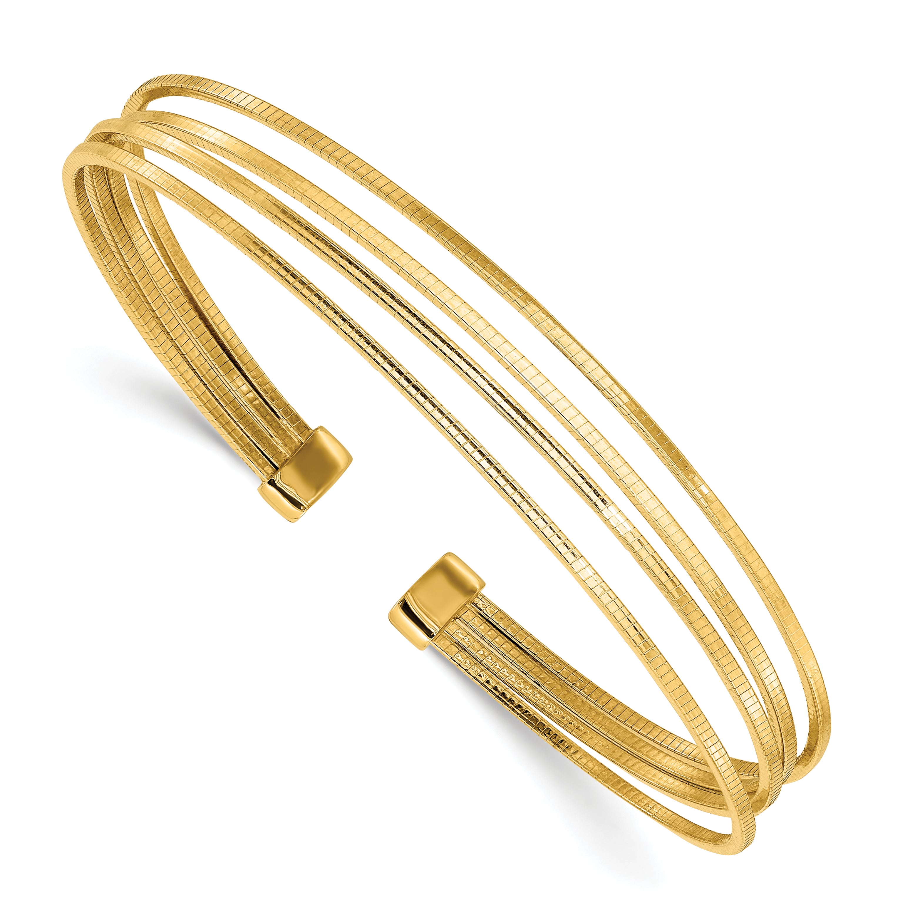 Sterling Silver Gold-plated Polished and Textured Cuff Bracelet