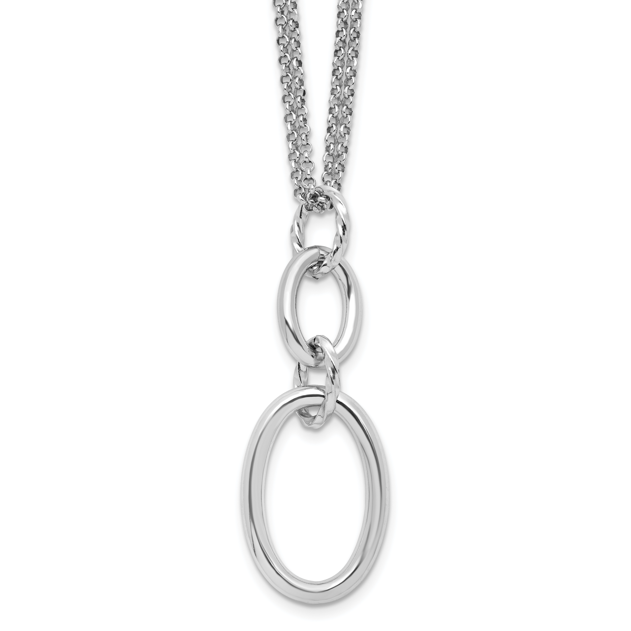 Sterling SilverRhodium-Rhodium-Plated 2-strand Oval with 1.5in ext. Necklace Main image