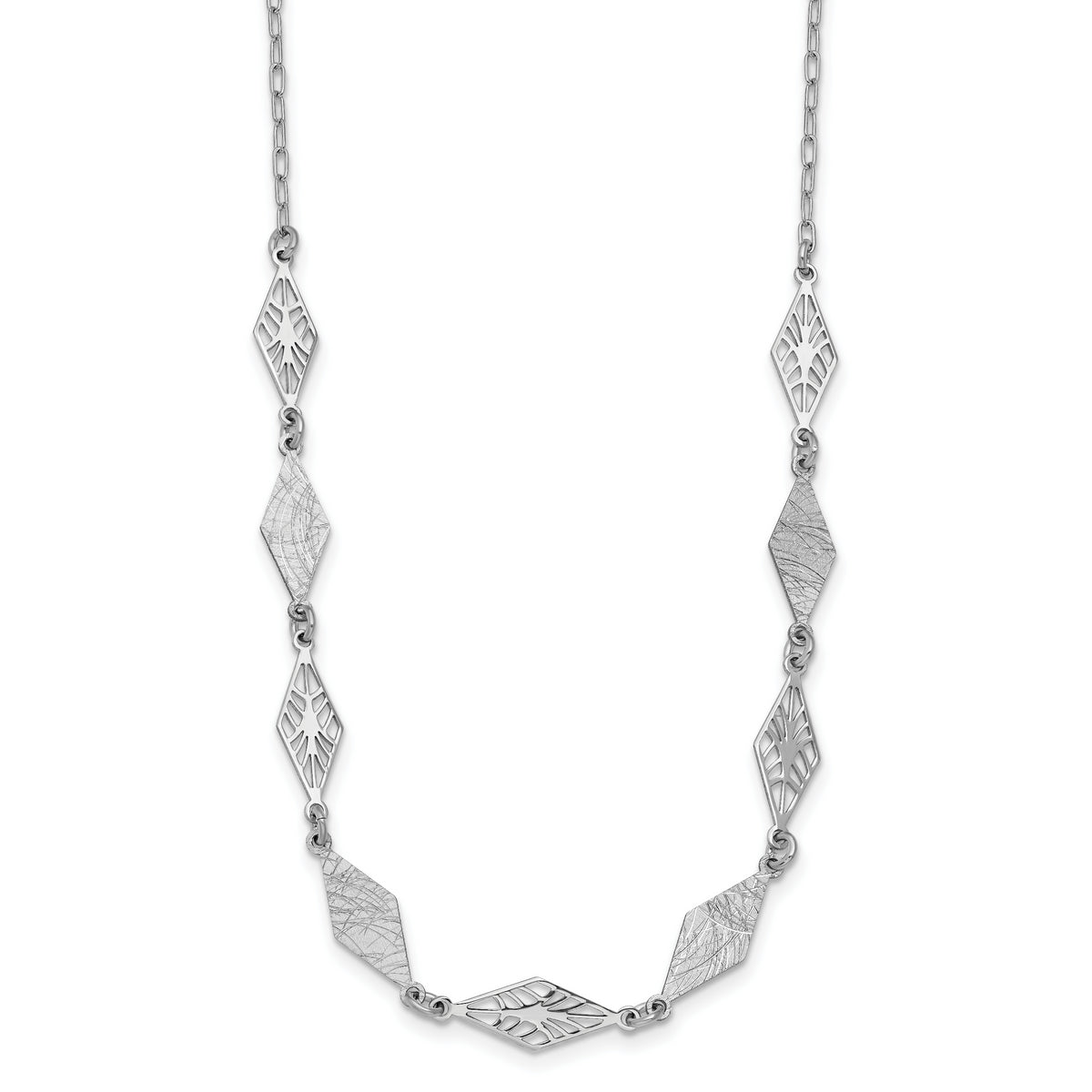 SSRhodium-Rhodium-Plated Polished and Scratch Finish with 1in ext. Necklace