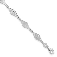 SSRhodium-Rhodium-Plated Polished and Scratch Finish with 1in ext. Bracelet