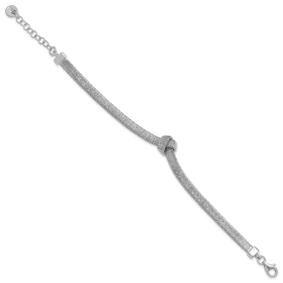 Woven Knot Chain in Sterling Silver, 4mm Brushed & Polished, 7 Inch - Sophia Jewelers