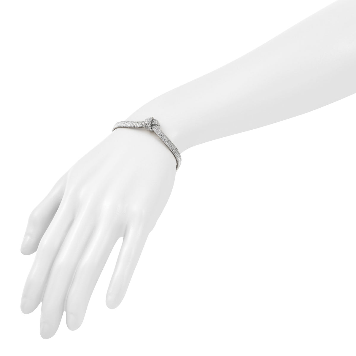 Woven Knot Chain in Sterling Silver, 4mm Brushed & Polished, 7 Inch - Sophia Jewelers