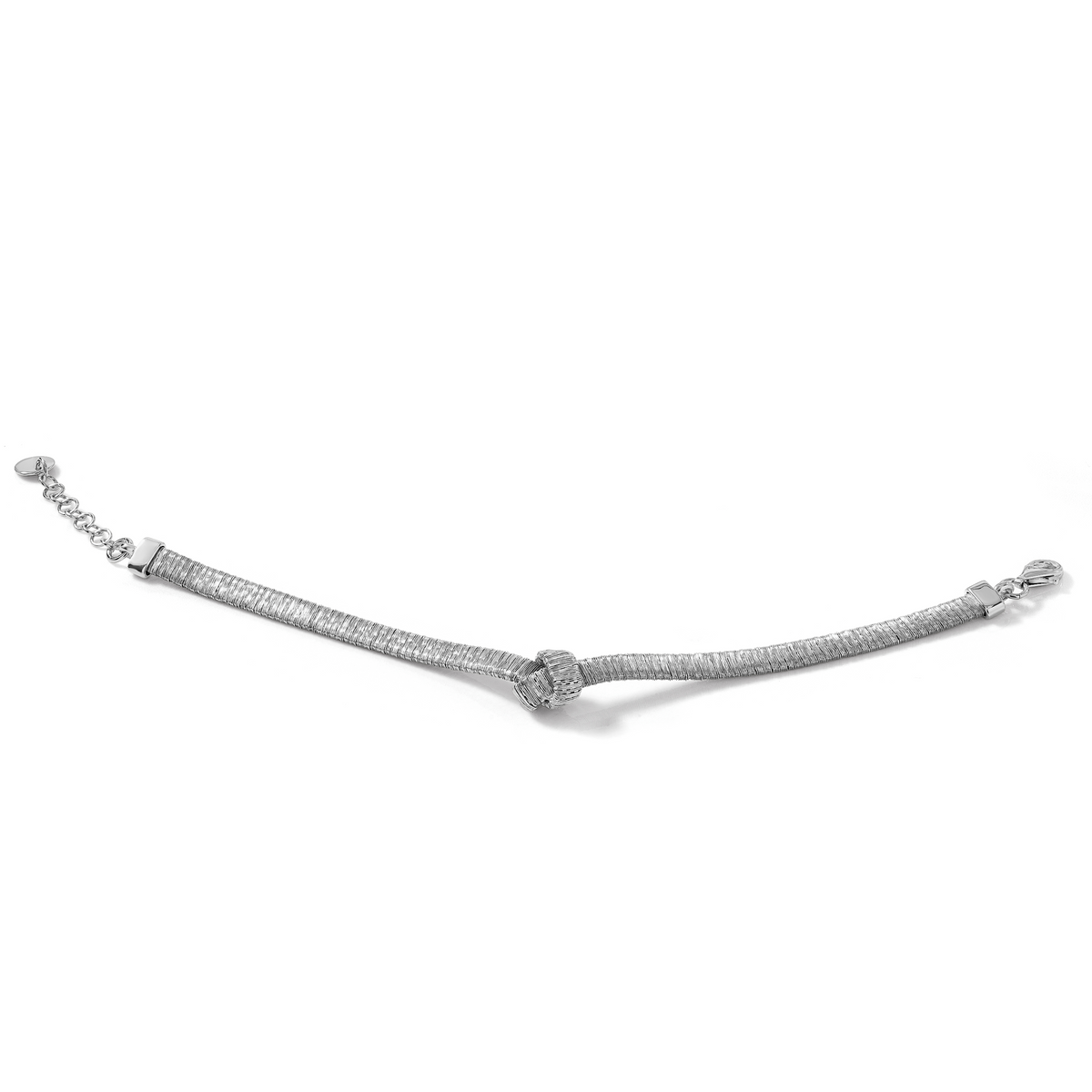 Woven Knot Chain in Sterling Silver, 4mm Brushed & Polished, 7 Inch - Sophia Jewelers