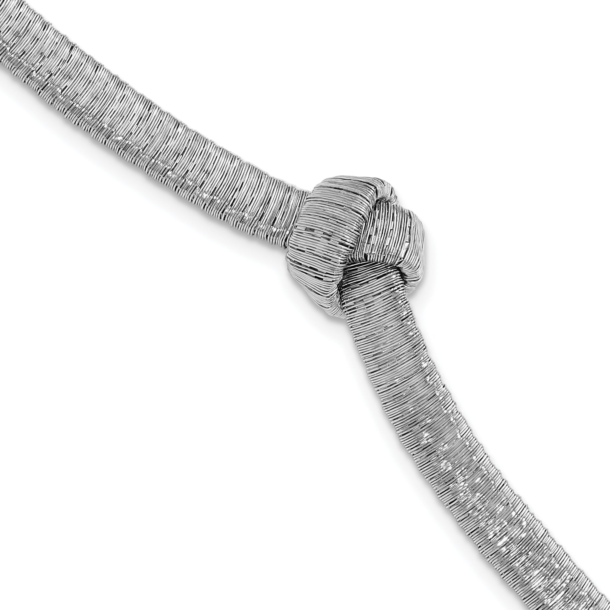 Sterling Silver Rhodium-Plated-plate Texture Wrapped Knot w/1in ext. Bracelet Main image