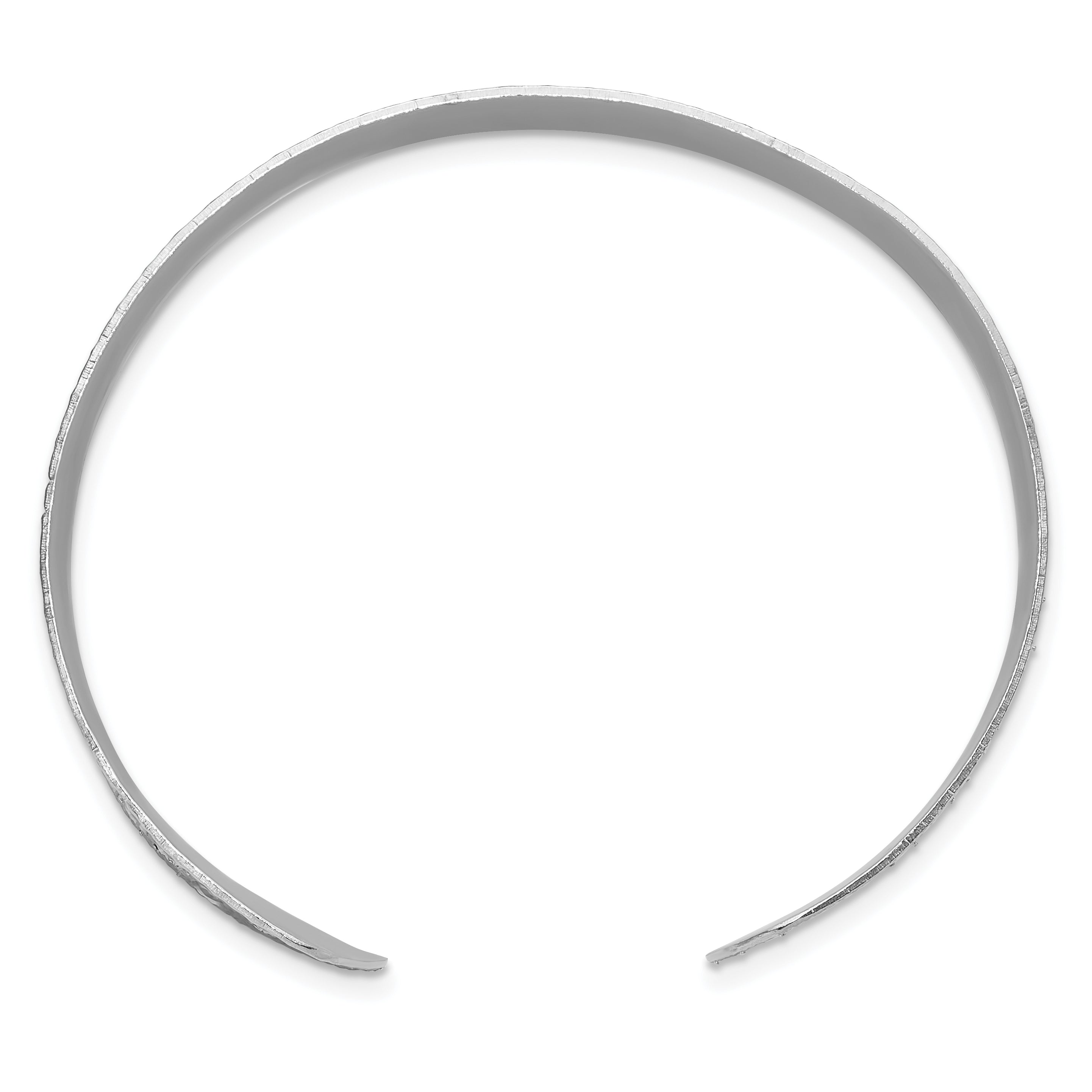 Sterling Silver Rhodium-plated Textured Bangle Secondary image