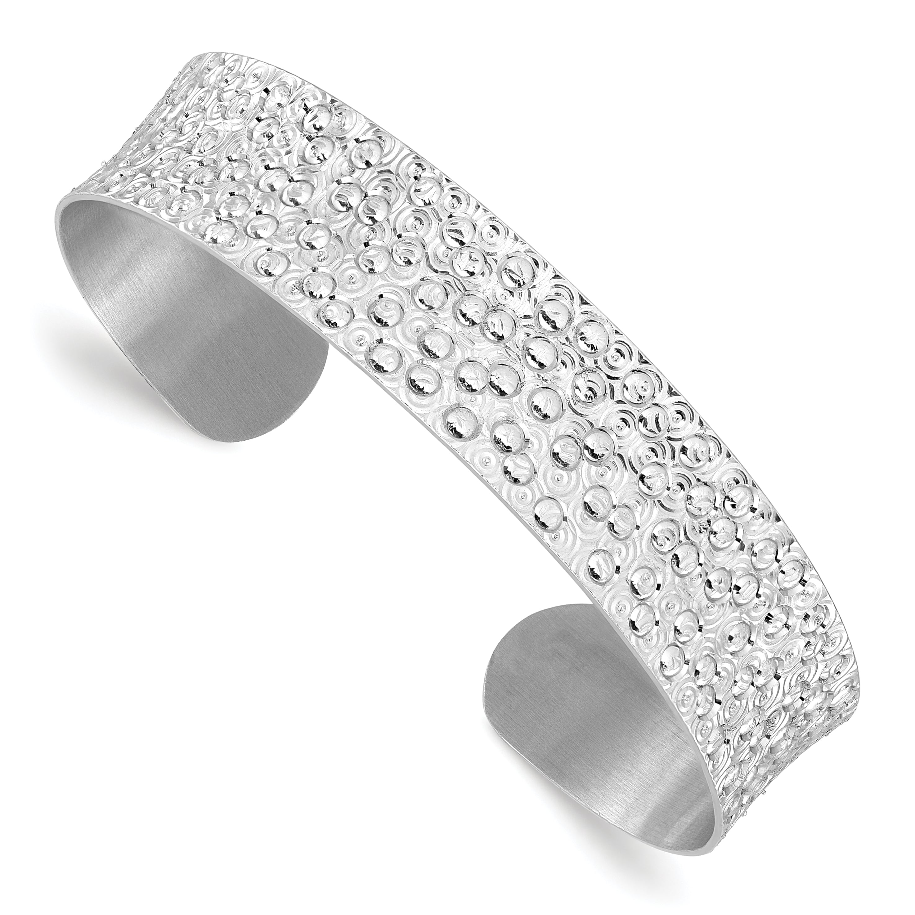 Sterling Silver Rhodium-plated Textured Bangle Main image