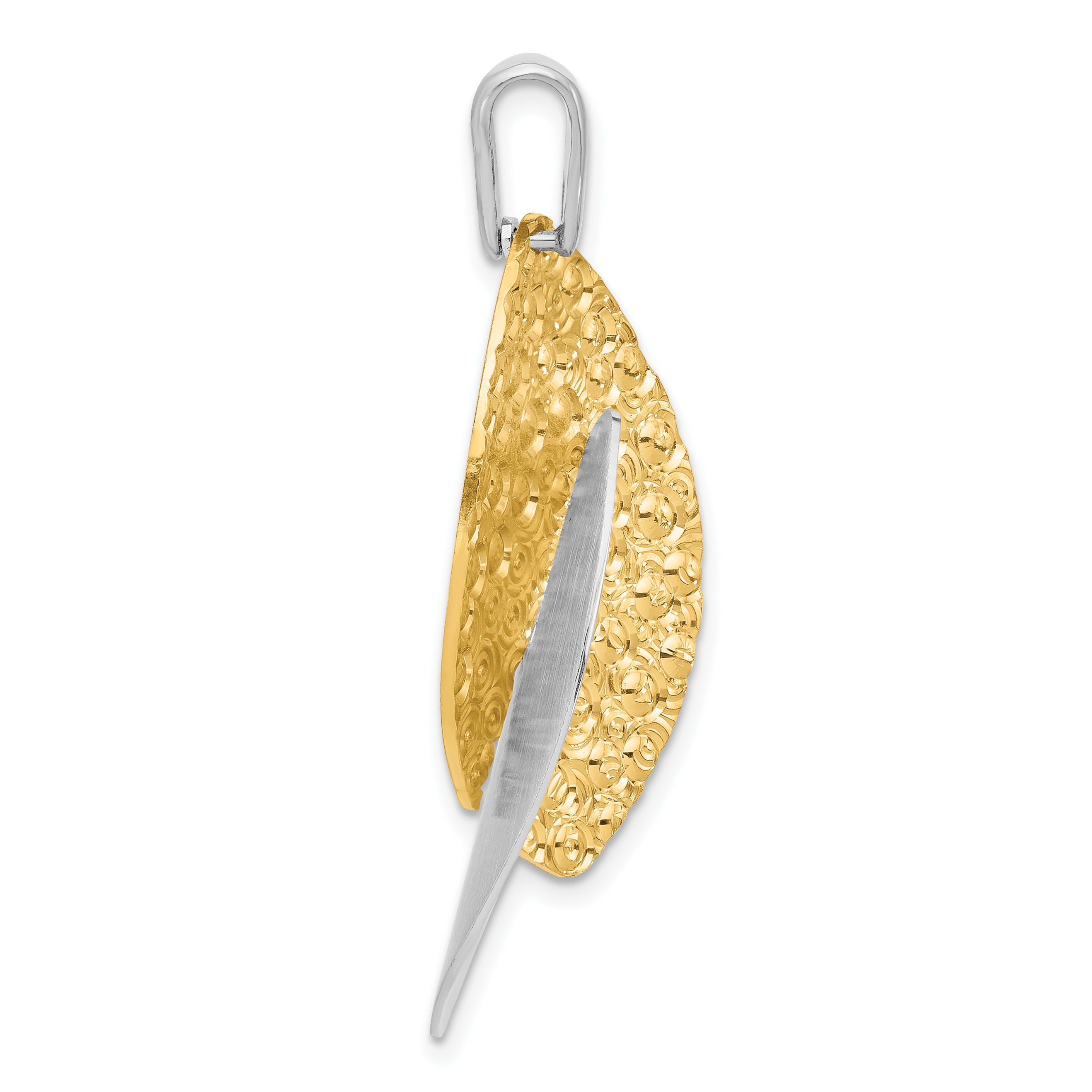 SS Rhodium and Gold-tone Polished and Textured Pendant Secondary image