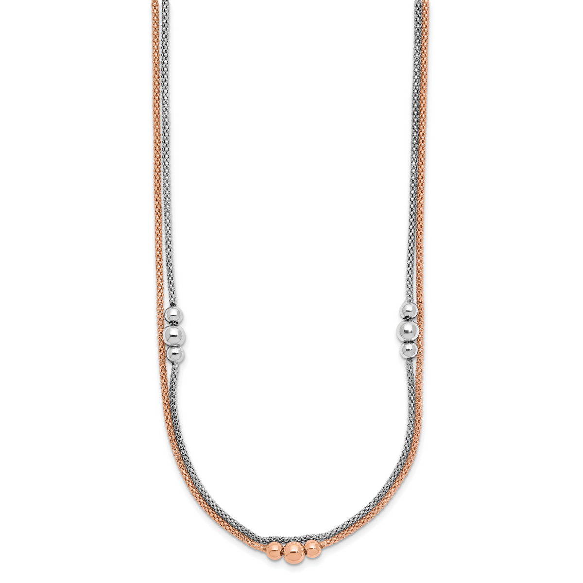 Sterling Silver Rhodium and Rose-tone w/1.75in ext. Necklace