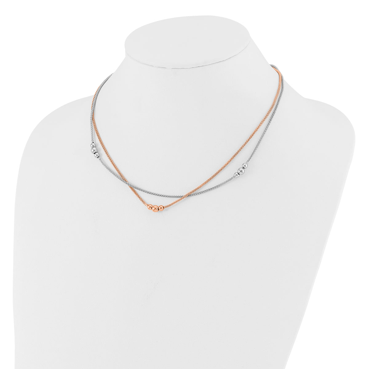Sterling Silver Rhodium and Rose-tone w/1.75in ext. Necklace