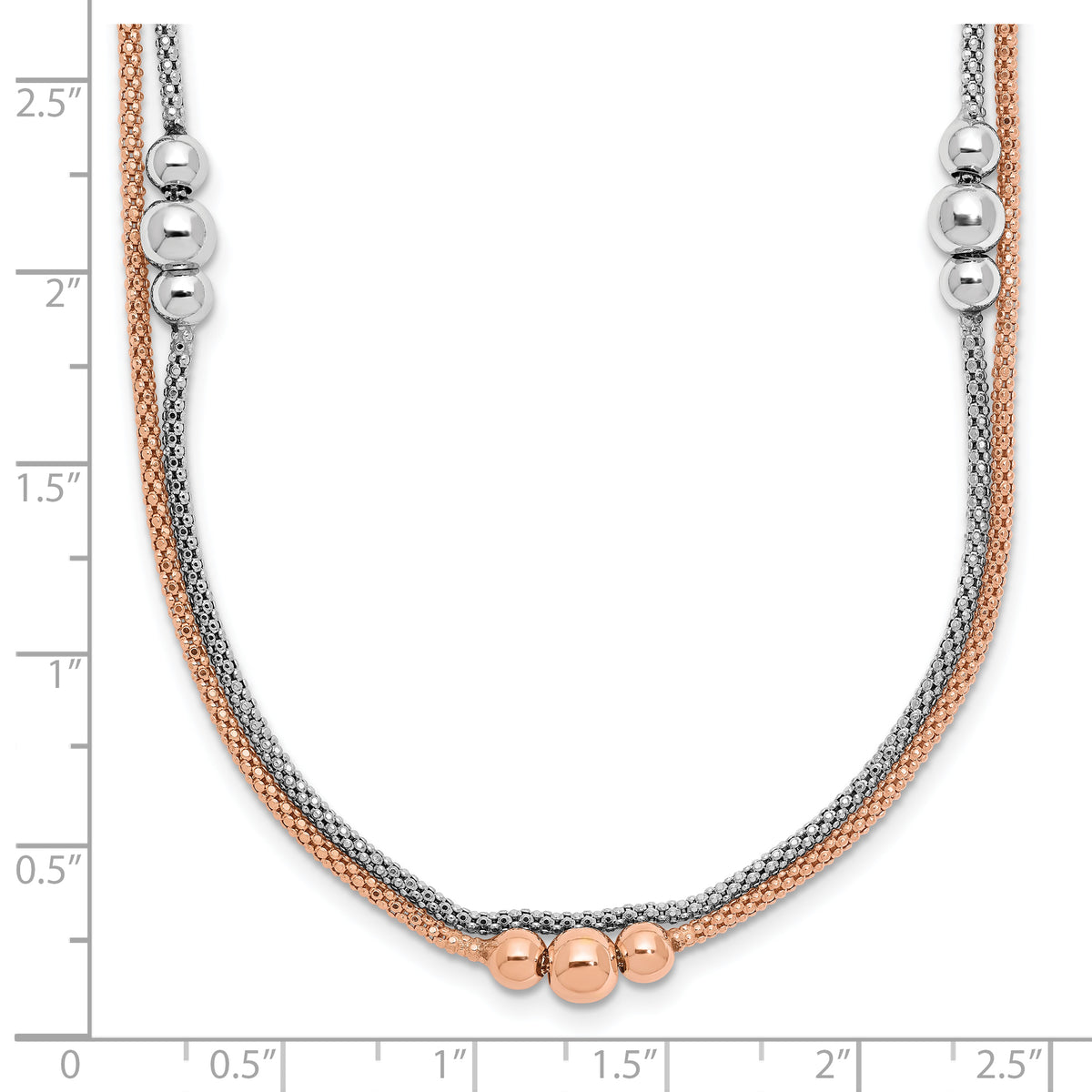 Sterling Silver Rhodium and Rose-tone w/1.75in ext. Necklace