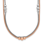 Sterling Silver Rhodium and Rose-tone w/1.75in ext. Necklace