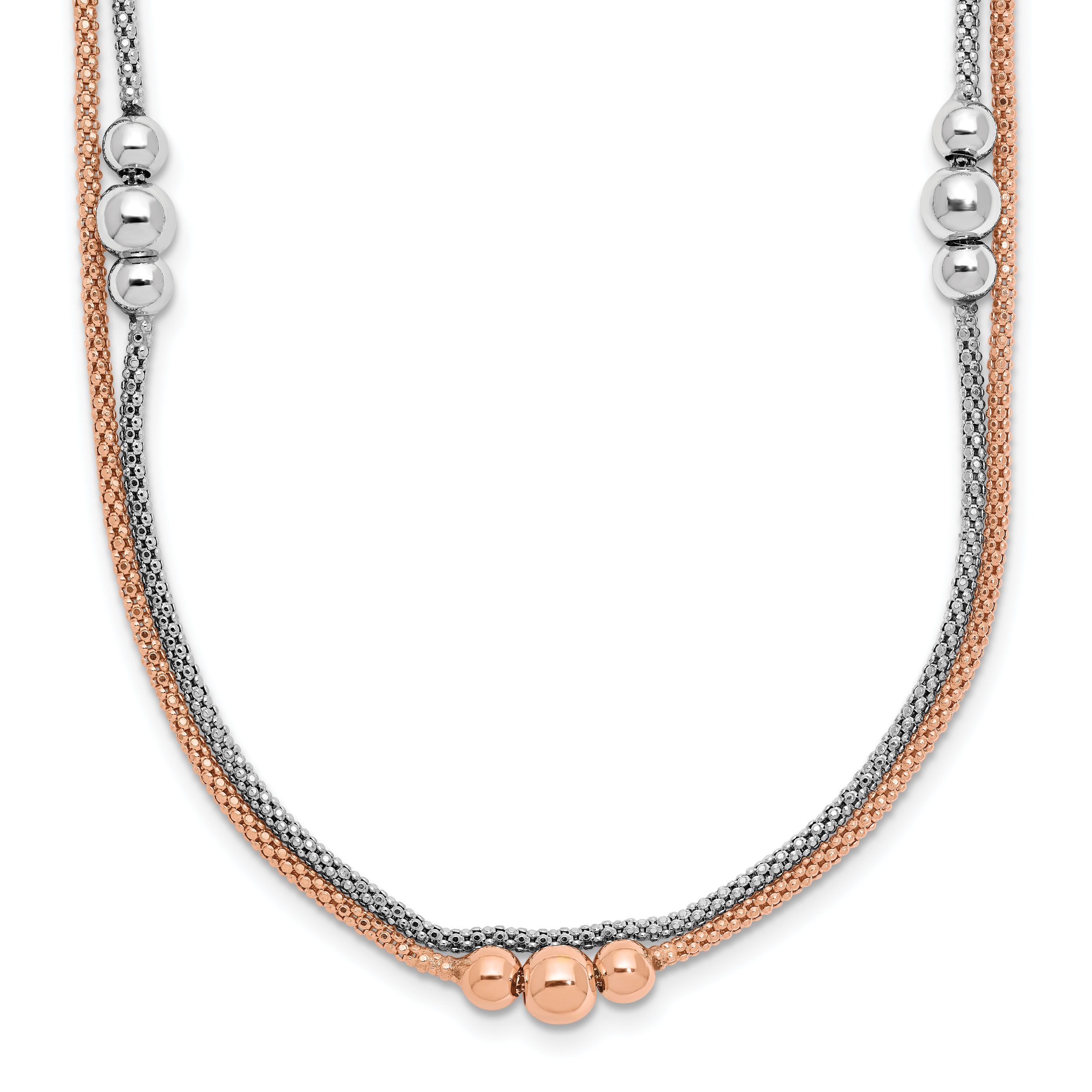 Sterling Silver Rhodium-Platedodium and Rose-tone w/1.75in ext. Necklace