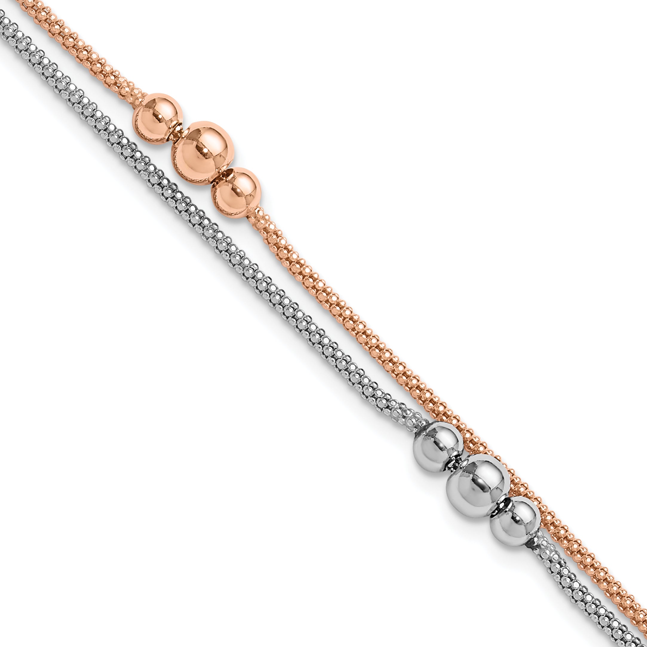 Sterling Silver Rhodium-Platedodium and Rose-tone w/1in ext. Bracelet Main image