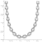 Sterling Silver Rhodium-plated Square Link w/2in ext. Necklace