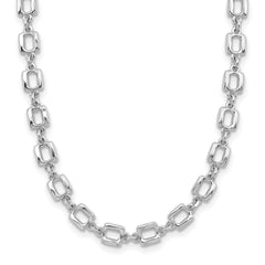Sterling Silver Rhodium-Rhodium-Plated Square Link With 2 Inch Extention. Necklace
