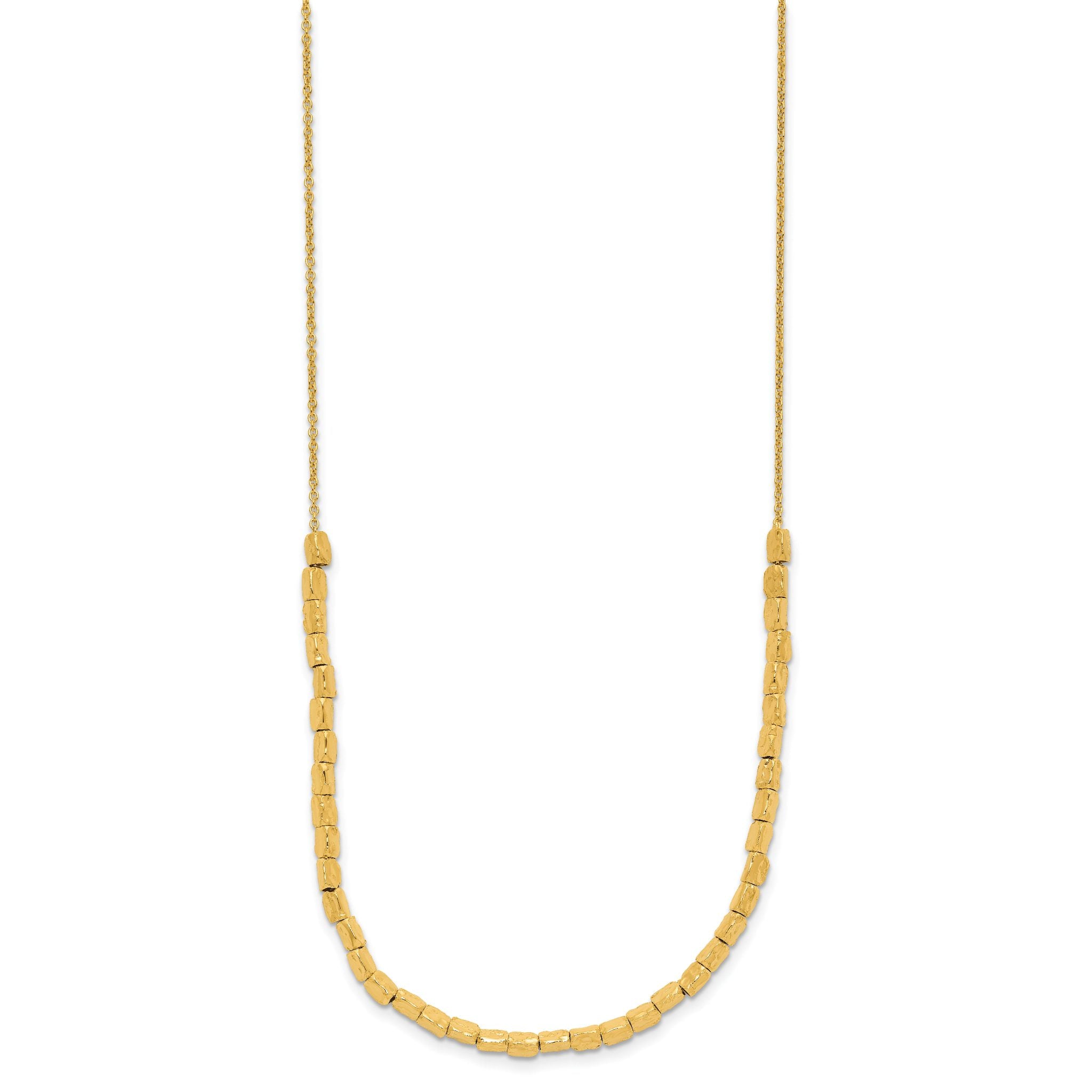 Hammered Bead Chain in Gold-Plated Sterling Silver, 0.8mm, 16 Inch with 2 Inch Extender Secondary image