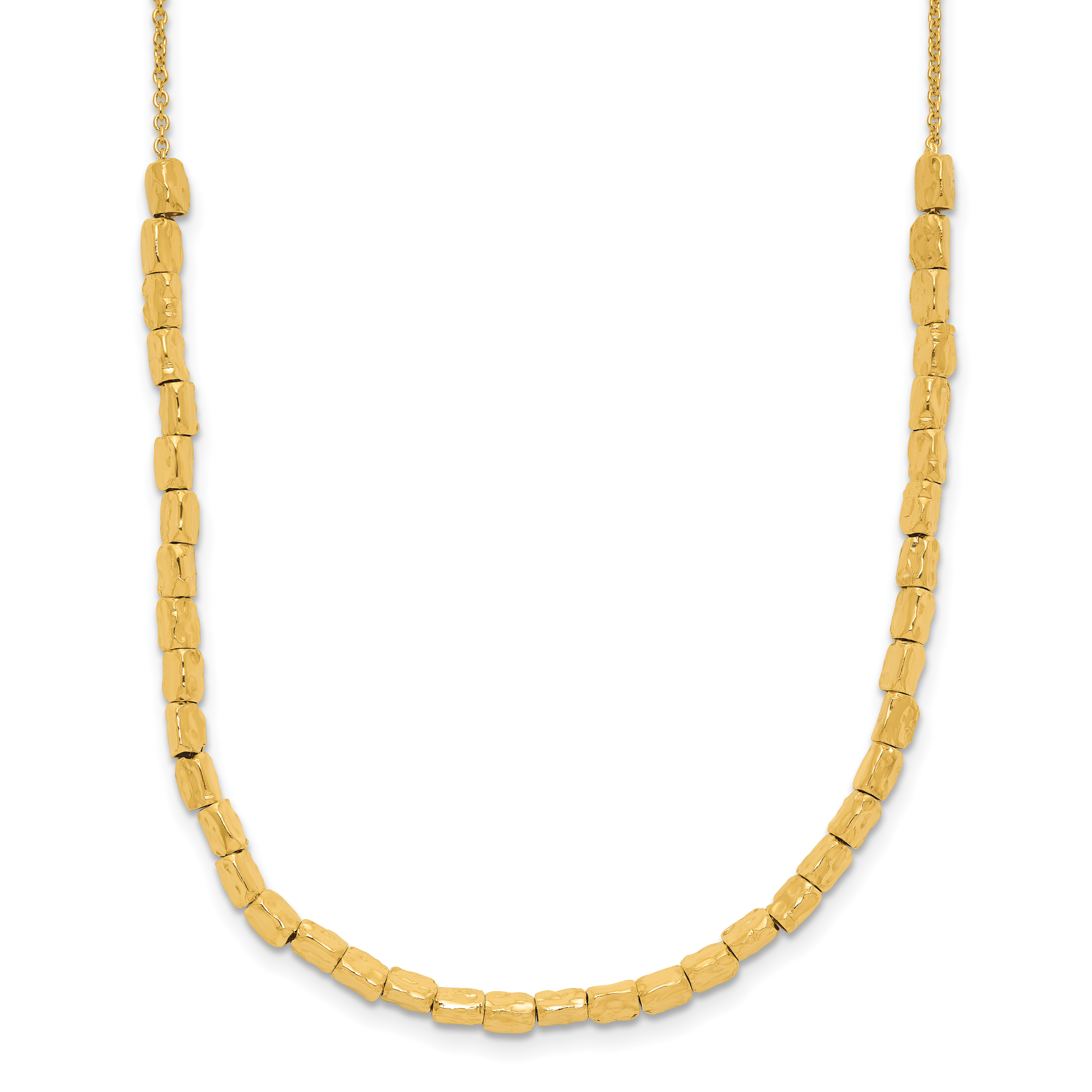 Sterling Silver Gold-plated Polished/Hammered With 2 Inch Extention. Necklace Main image