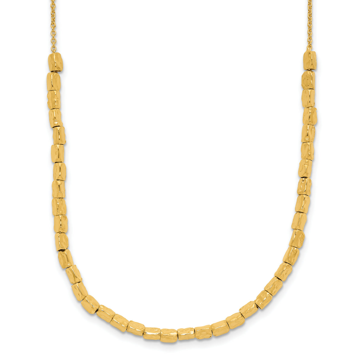 Sterling Silver Gold-plated Polished/Hammered With 2 Inch Extention. Necklace