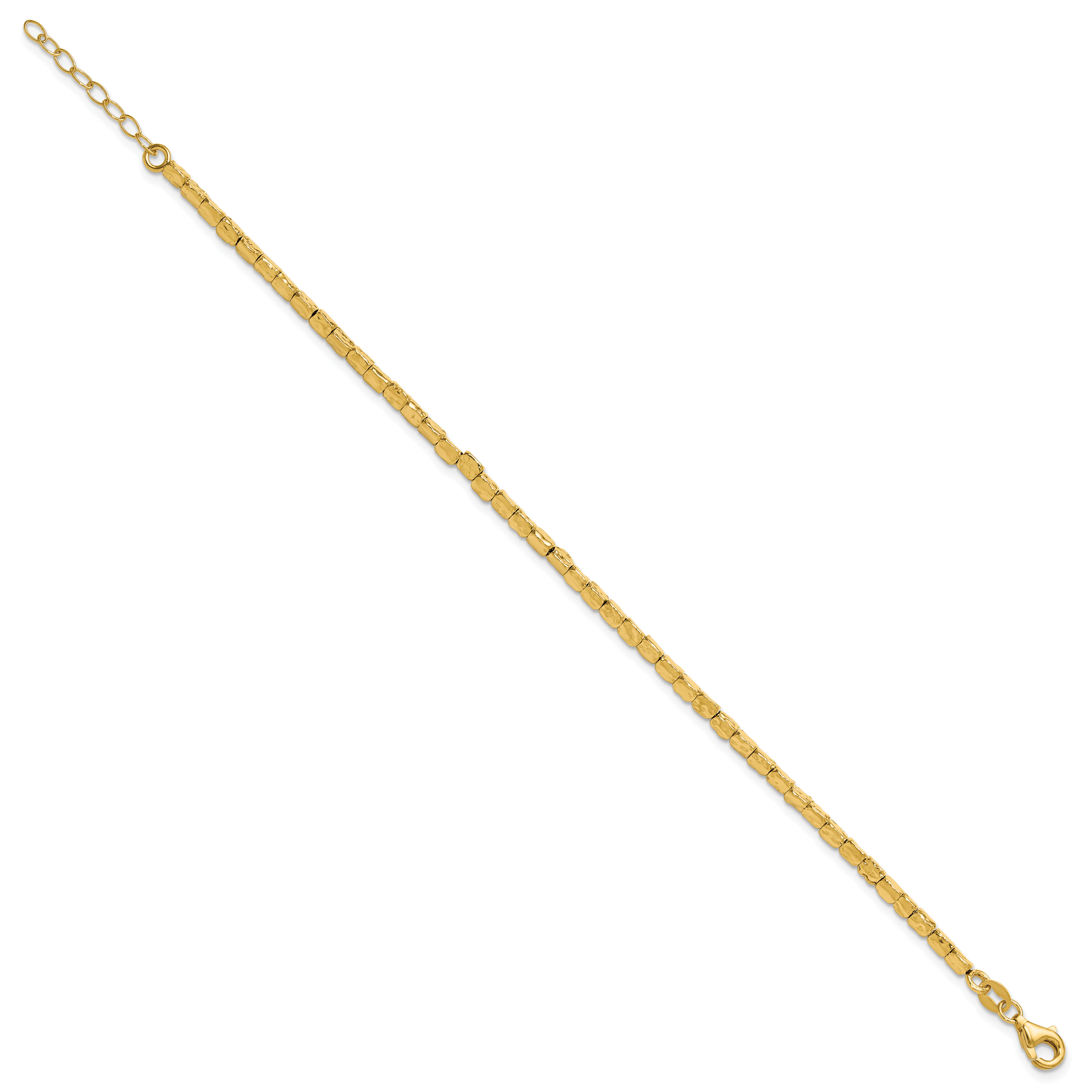 Sterling Silver Gold-plated Polished/Hammered w/1in ext. Bracelet Secondary image