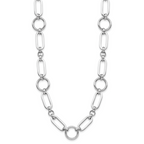 Sterling Silver RH-plated Polished Fancy Link w/ 2in ext. Necklace