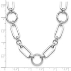Sterling Silver RH-plated Polished Fancy Link w/ 2in ext. Necklace