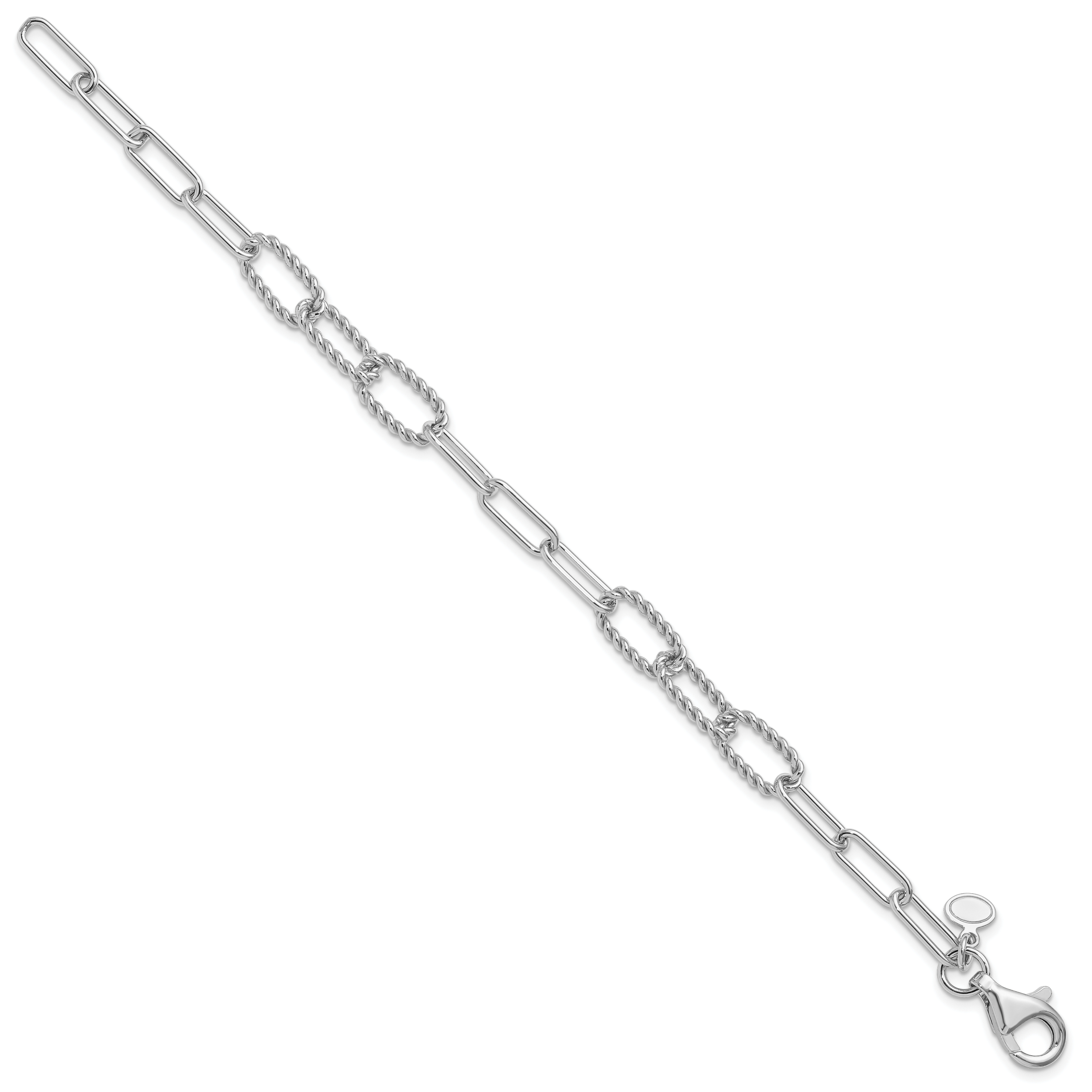 Sterling SilverRhodium-Rhodium-Plated Polished/Textured Fancy Link Bracelet Secondary image