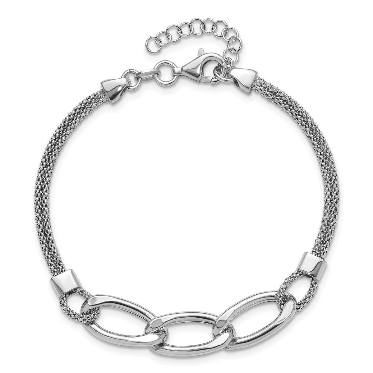 Multi-Strand Chain in Sterling Silver, 3mm Textured, 7 Inch - Sophia Jewelers
