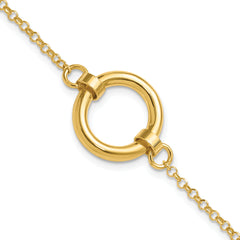 Sterling Silver Gold-tone Polished Circle w/ 1in ext. Bracelet