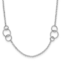 Sterling SilverRhodium-Rhodium-Plated Polished Circle with 1in ext. Necklace