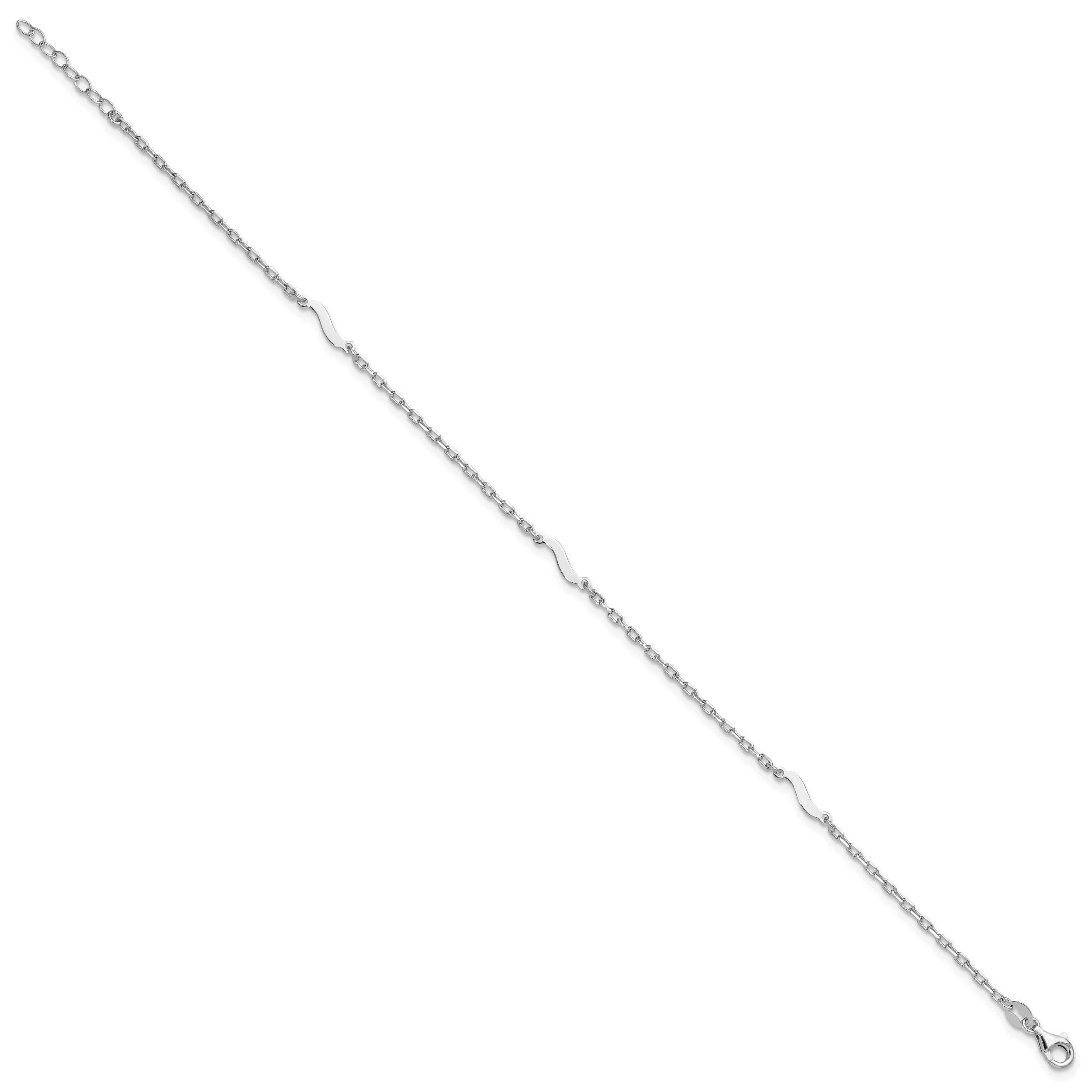 Sterling Silver Rhodium-Plated-pl Polished Paperclip 9in Plus 1in ext. Anklet Secondary image
