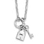 Sterling Silver Rhodium-Rhodium-Plated Polished Lock and Key Necklace