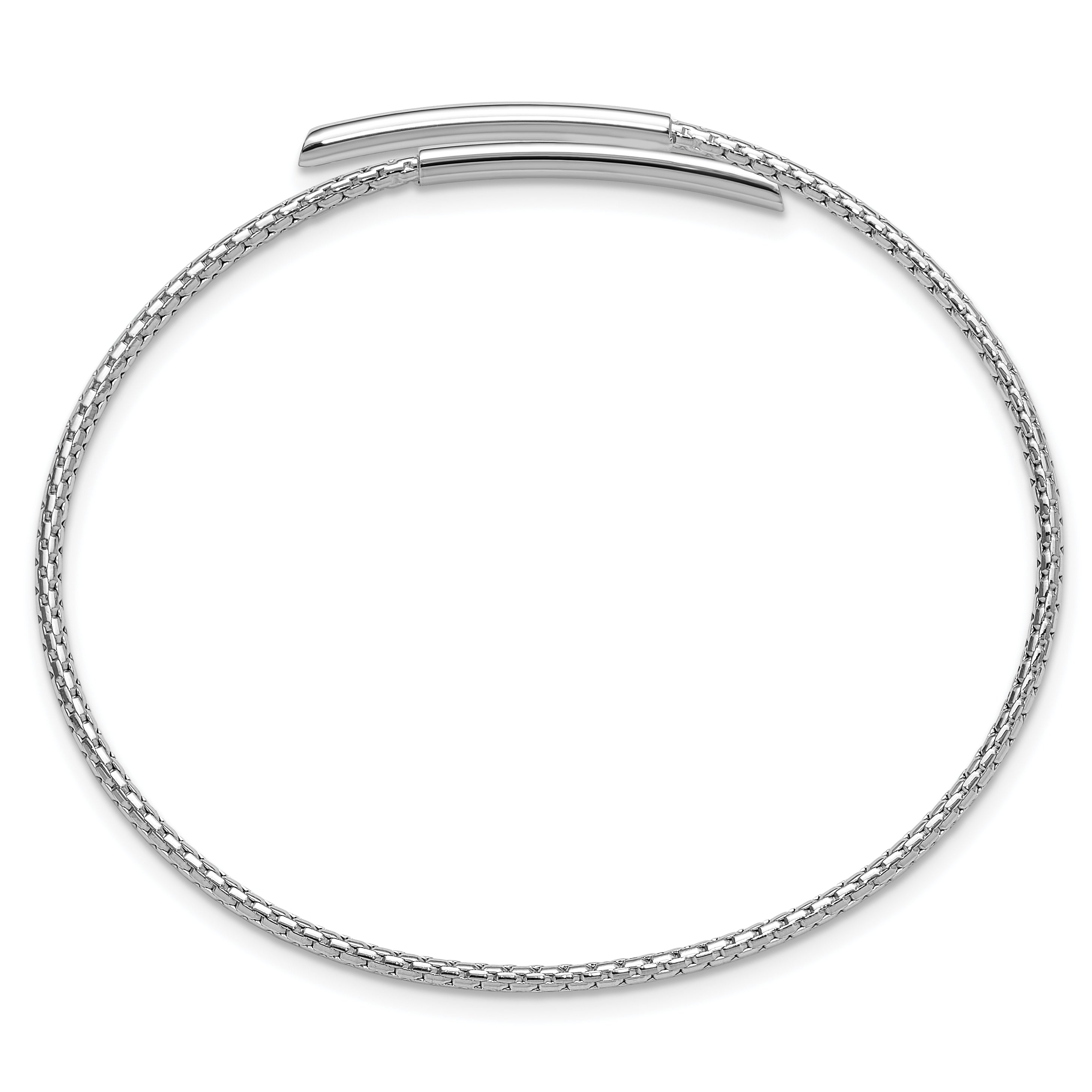 Sterling Silver Rhodium-plated Polished Bypass Cuff Bangle Secondary image
