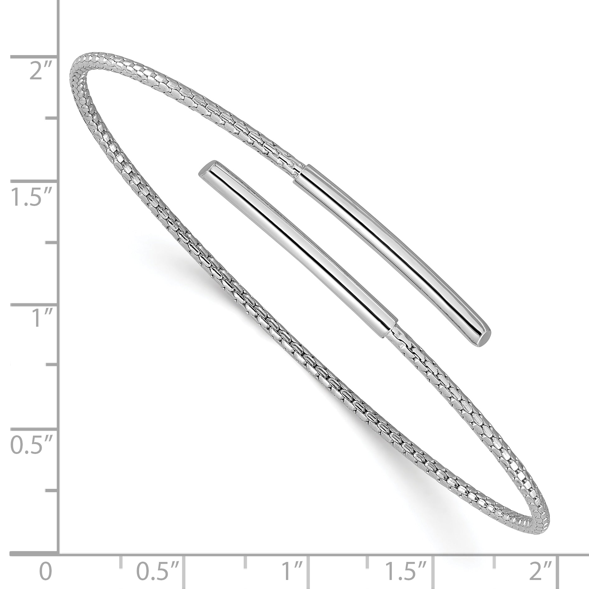 Sterling Silver Rhodium-plated Polished Bypass Cuff Bangle