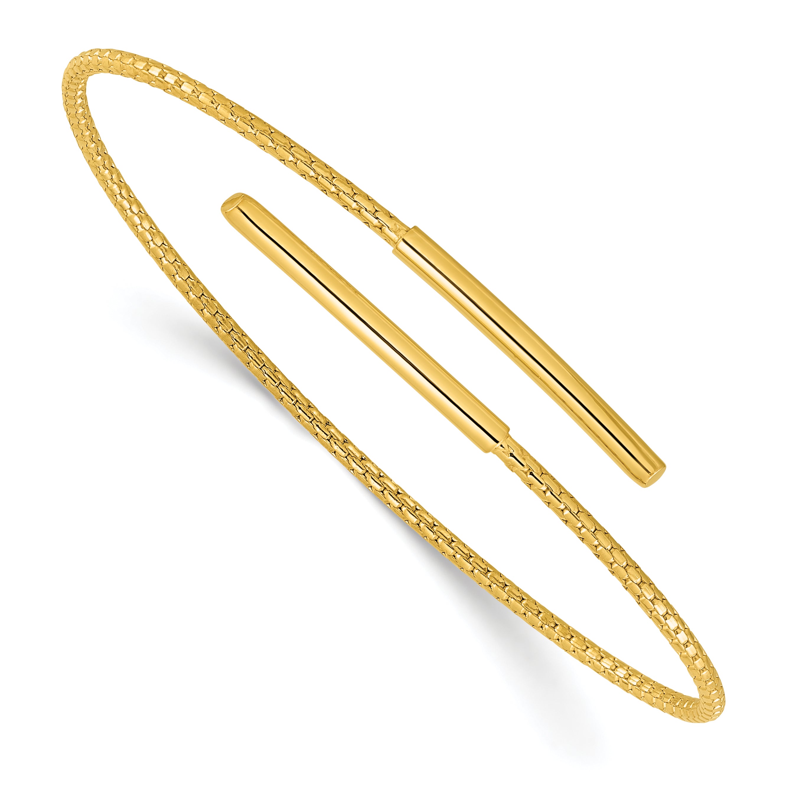 Sterling Silver Gold-plated Polished Bypass Cuff Bangle Main image