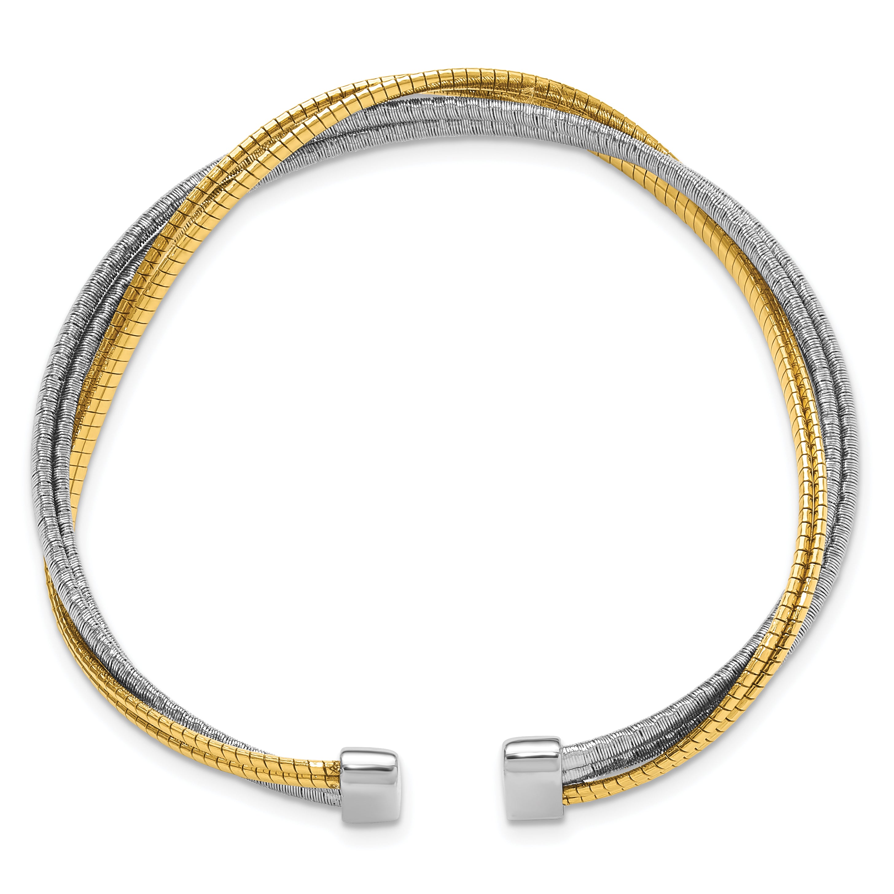 Sterling Silver Rhod/Gold-plat Polished Wrapped Twist Cuff Bangle Secondary image