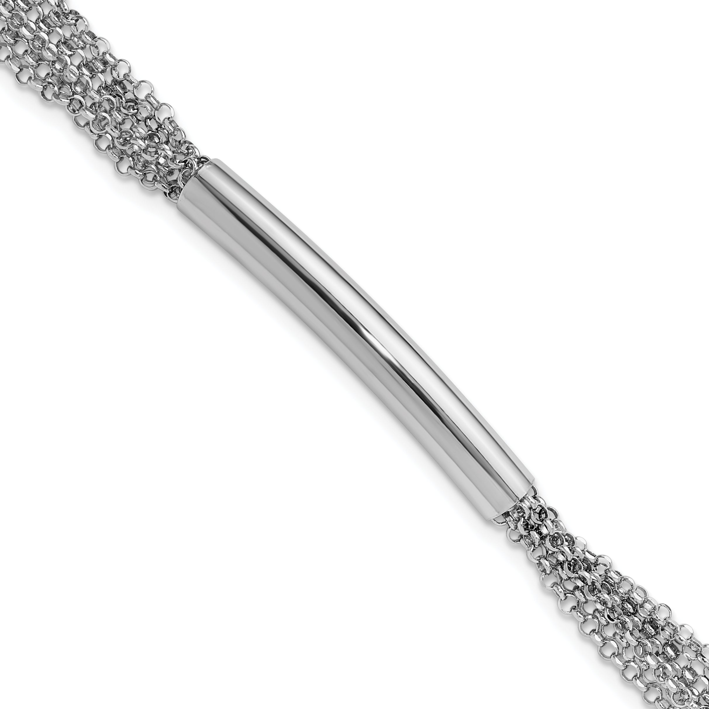 Sterling Silver Rhodium-Platedodium-plt Multi-strand Bar w/1in ext. Bracelet Main image