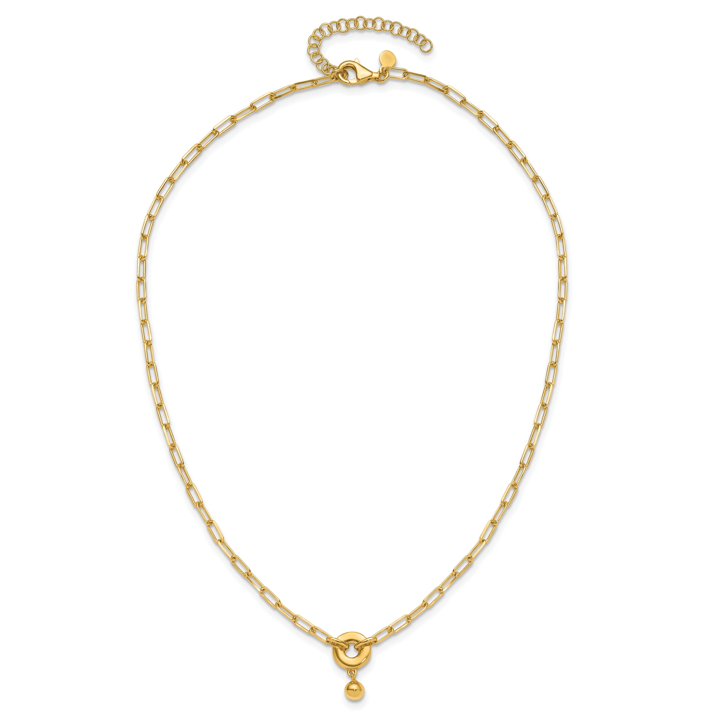 Sterling Silver Gold-plated with 2in ext. Circle Necklace