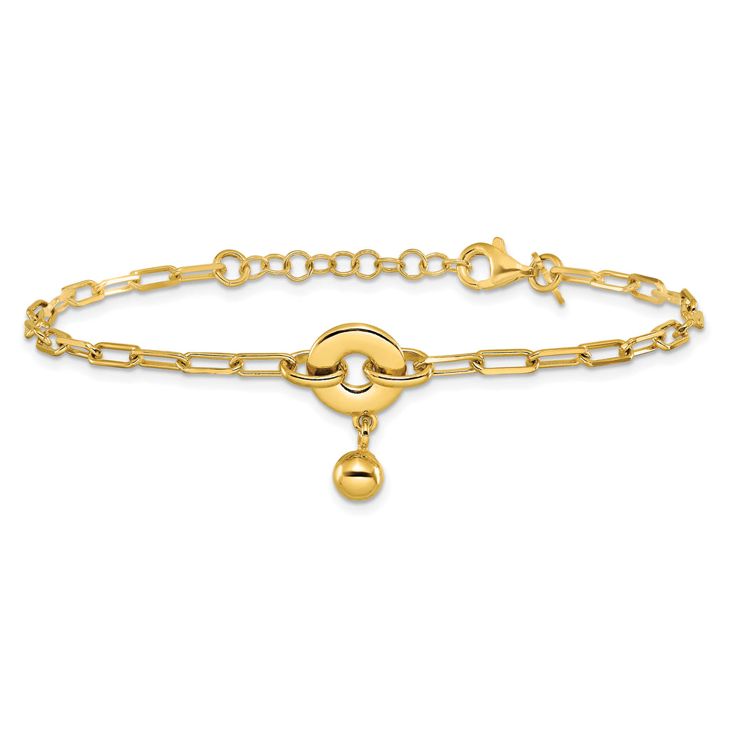 Sterling Silver Gold-plated with 1in ext. Circle Bracelet