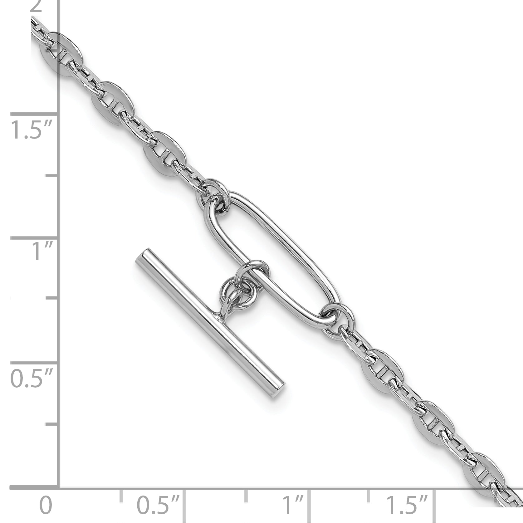 Sterling Silver Rhodium-plated Dangle Bar with 1in ext. Bracelet