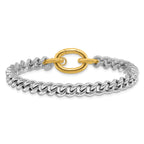 Sterling Silver Rhodium and Gold-plated with Curb Link Bracelet