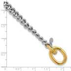 Sterling Silver Rhodium and Gold-plated with Curb Link Bracelet