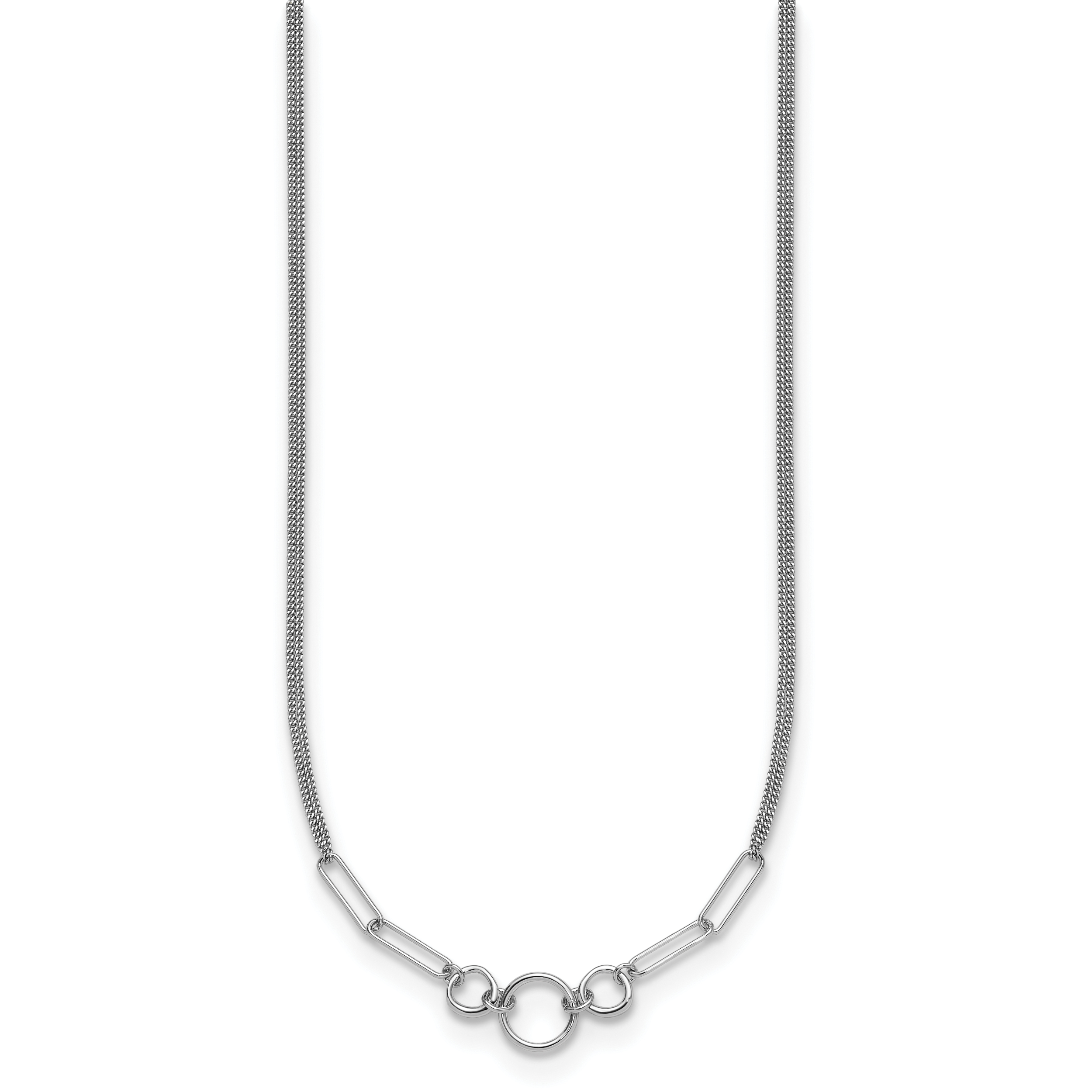 Sterling Silver Rh-plated 2-Strand w/1.75in ext. Fancy Necklace Secondary image