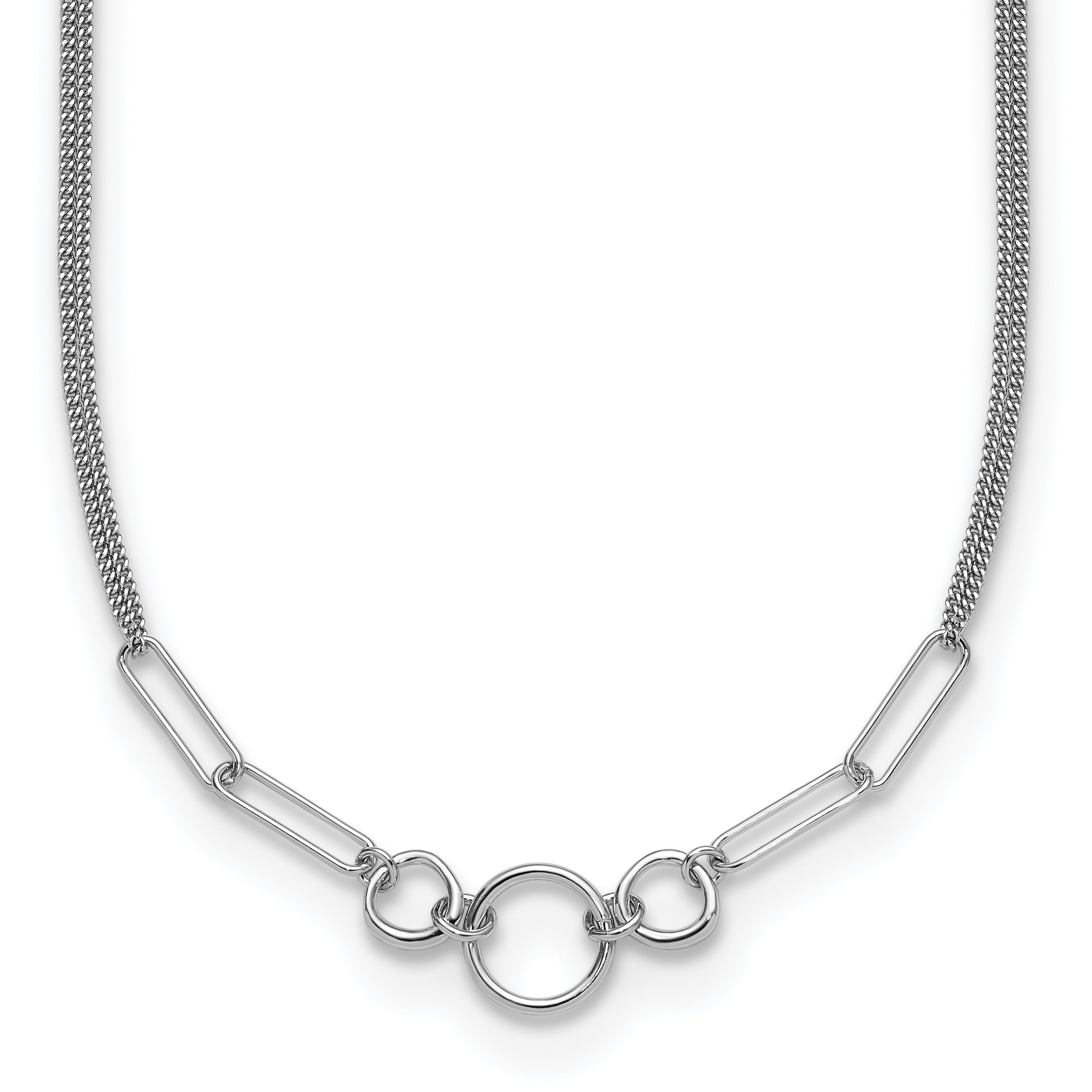 Sterling Silver Rh-plated 2-Strand w/1.75in ext. Fancy Necklace Main image