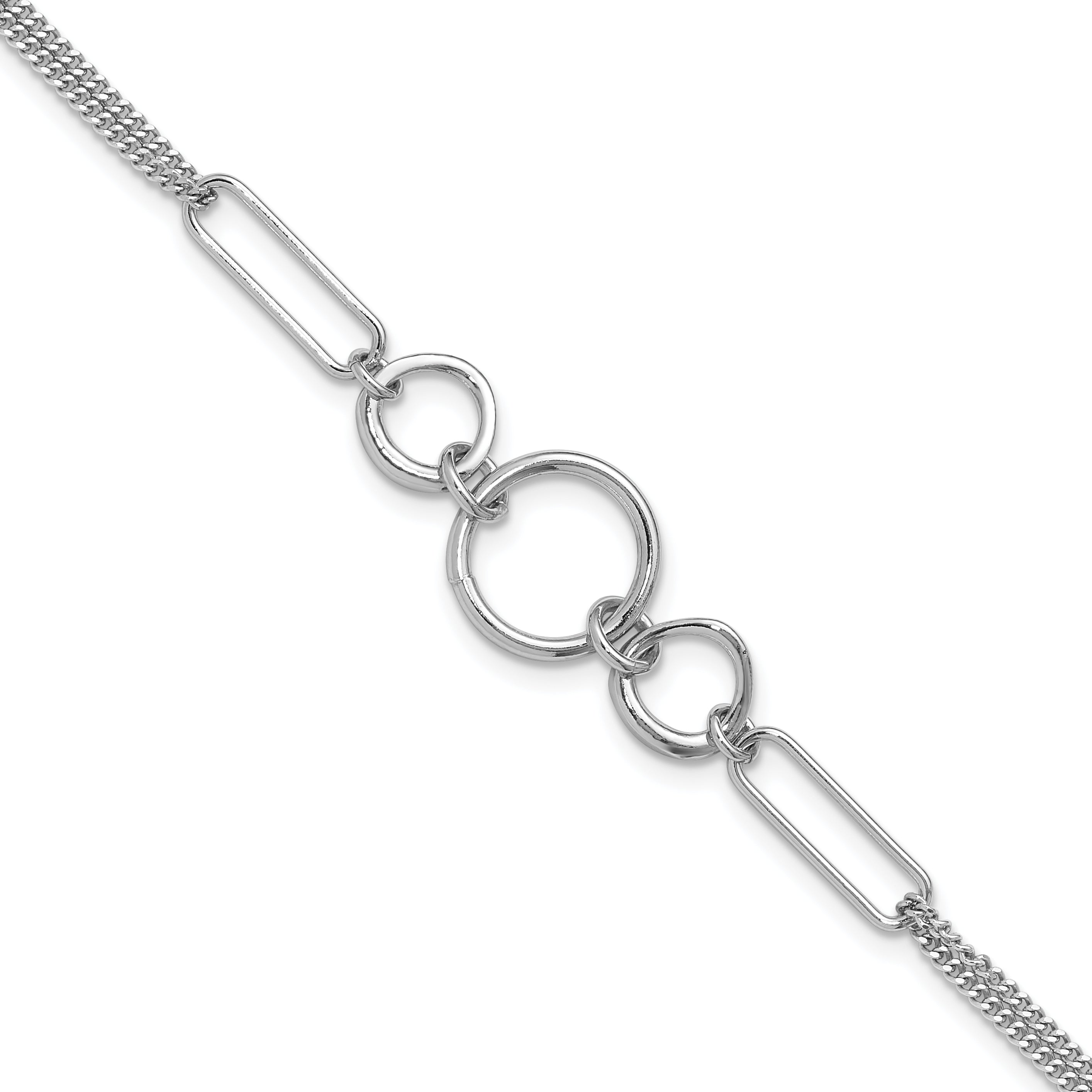 Sterling Silver Rhod-plated 2-Strand with 1in ext. Fancy Bracelet Main image
