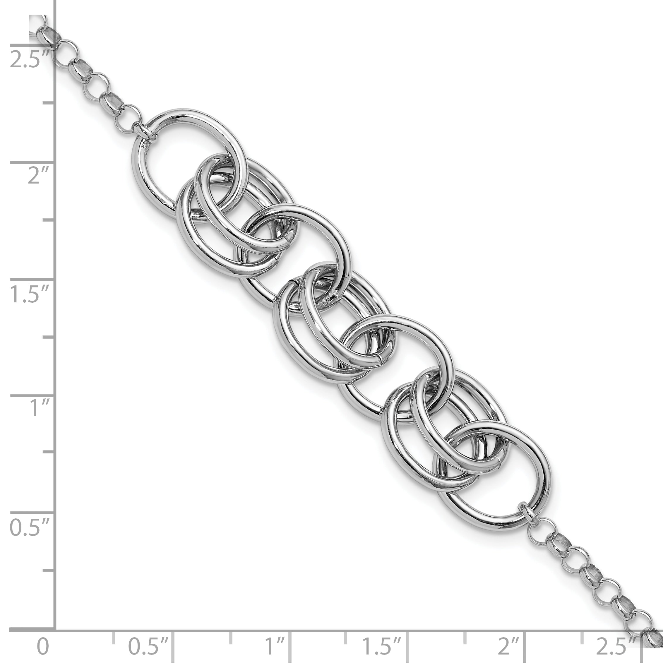 Sterling Silver Rhodium-plated Fancy Link Bracelet