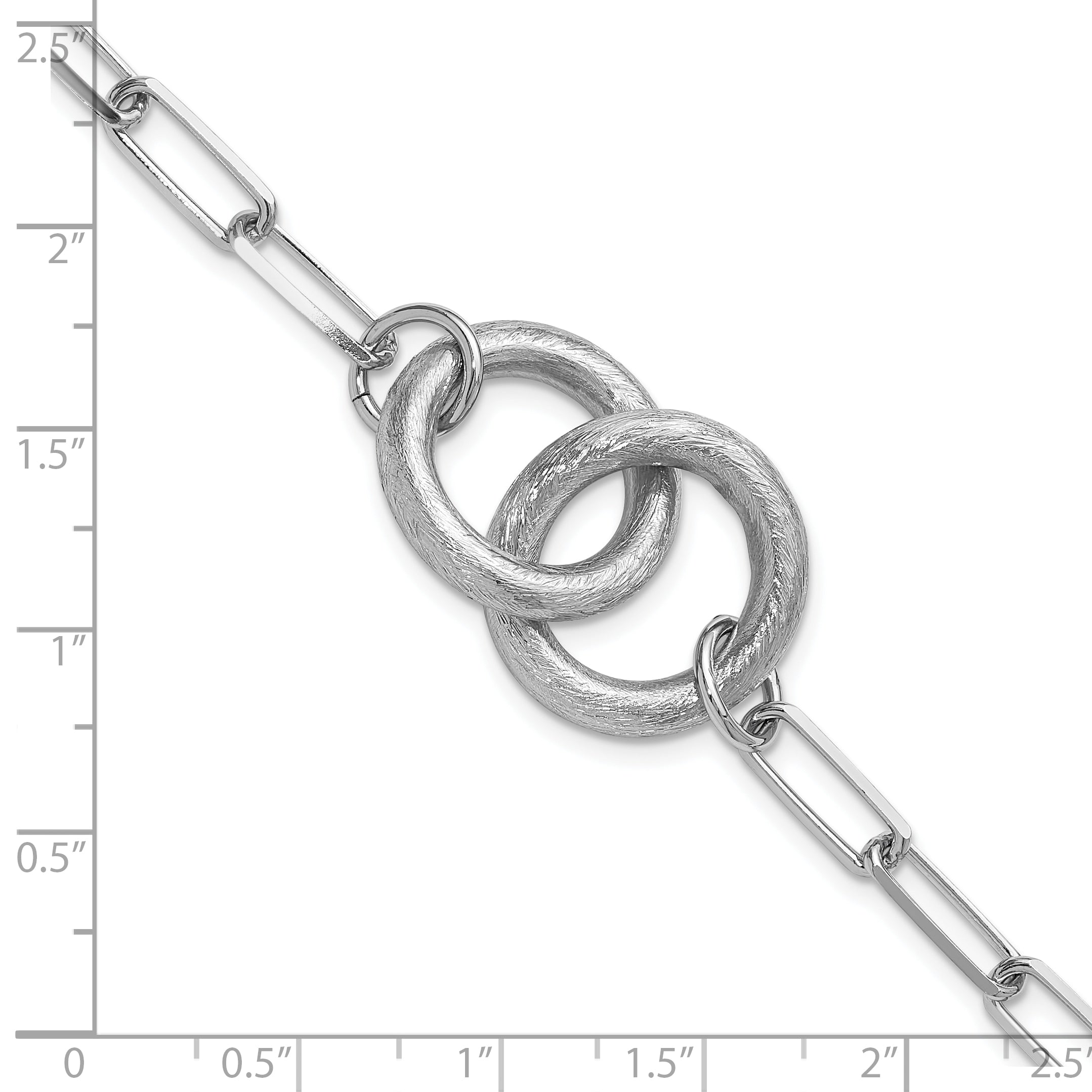 Sterling Silver Rhod-plated Fancy Link with 1.25in ext. Bracelet