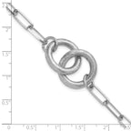 Sterling Silver Rhod-plated Fancy Link with 1.25in ext. Bracelet