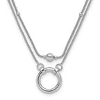 Sterling Silver Rh-plat 2-strand Beads/Circle 17in w/2in ext. Neck